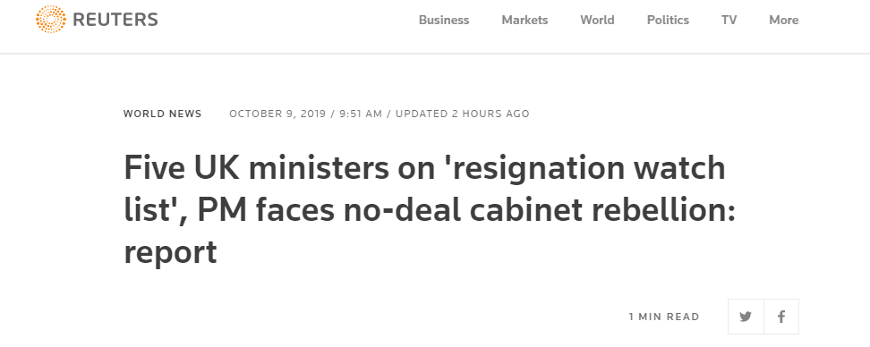 约翰逊内阁中五位阁员被列入“辞职观察名单”