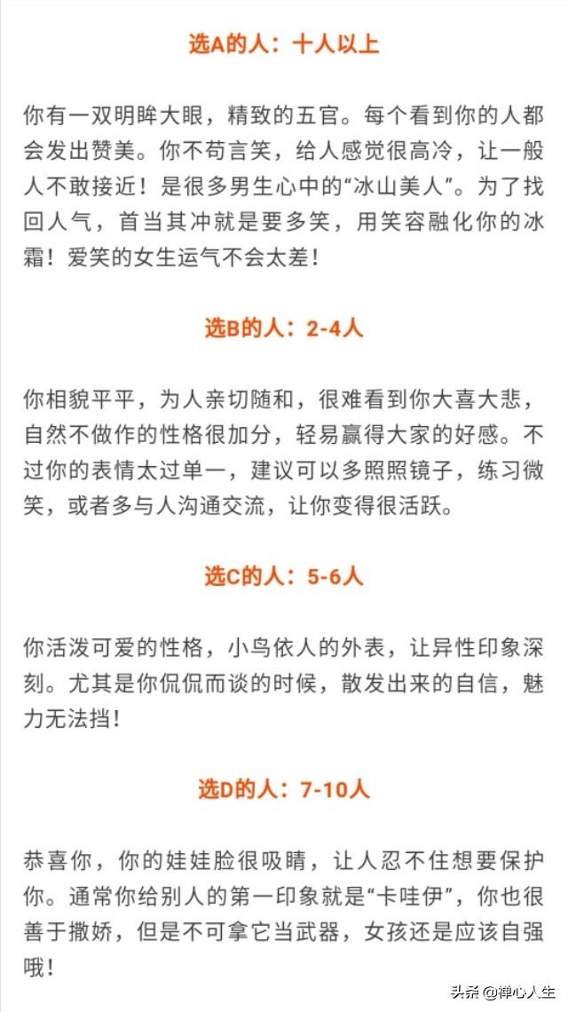 [文思泉涌]你觉得哪个女生最漂亮？测你的长相能吸引多少人？