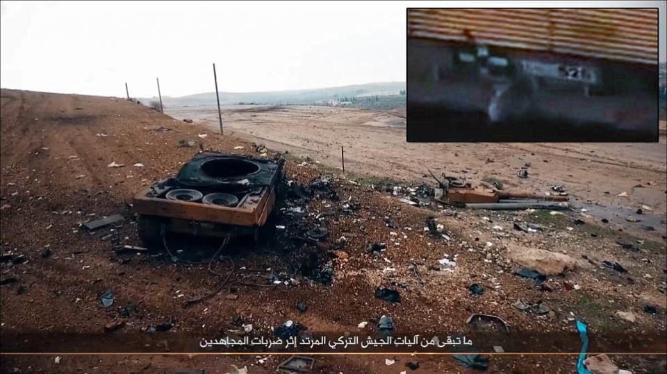 土耳其“豹2”被库尔德武装摧毁，发生猛烈殉爆，又烧成“火炬”