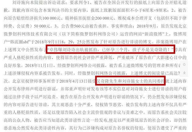 刘诗诗名誉权案胜诉 被告需公开道歉并赔相关费用