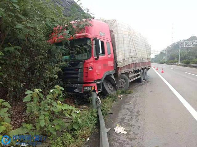 【阿虎汽车】疲劳驾驶酿事故 货车撞进树丛中