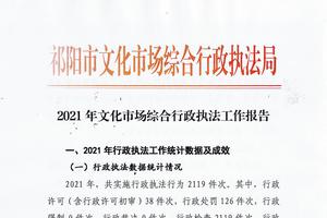 2021年文化市场综合行政执法工作报告